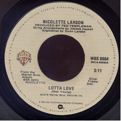 Nicolette Larson Lotta Love VINYL 7" USED