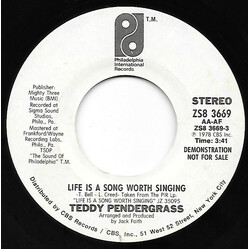Teddy Pendergrass Life Is A Song Worth Singing USED VINYL 7INCH 45 RPM PROMO