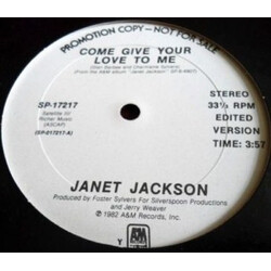 Janet Jackson Come Give Your Love To Me USED VINYL 12INCH 33 S RPM PROMO