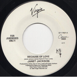 Janet Jackson Because Of Love USED VINYL 7INCH 45 RPM SINGLE JUKEBOX STEREO