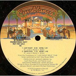 Patrick Juvet Lady Night / Swiss Kiss USED VINYL 12INCH 33 S RPM SINGLE SIDED PROMO