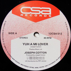 Joseph Cotton Yuh A Mi Lover / Lovers In Dub USED VINYL 12INCH 45 RPM STEREO