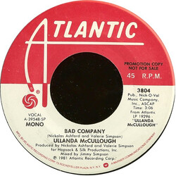Ullanda McCullough Bad Company USED VINYL 7INCH 45 RPM PROMO STEREO MONO