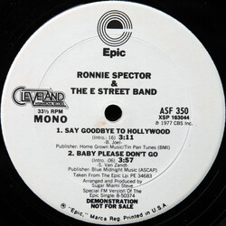 Ronnie Spector / The E-Street Band Say Goodbye To Hollywood / Baby Please Don't Go USED VINYL 12INCH 33 S RPM PROMO STEREO MONO