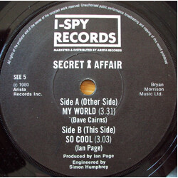 Secret Affair My World USED VINYL 7INCH 45 RPM SINGLE
