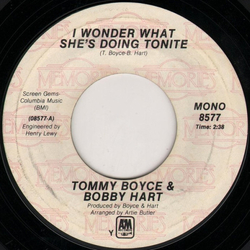 Boyce & Hart I Wonder What She's Doing Tonite / Alice Long (You're Still My Favorite Girlfriend) Vinyl 7" USED
