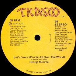 George McCrae Let's Dance (People All Over The World) USED VINYL 12INCH 45 RPM PROMO