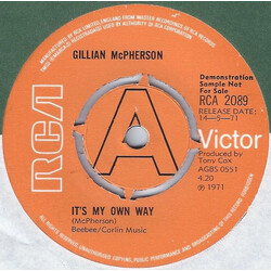 Gillian McPherson It's My Own Way USED VINYL 7INCH 45 RPM SINGLE PROMO