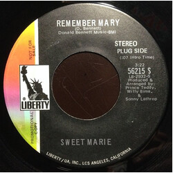 The Sweet Marie Remember Mary USED VINYL 7INCH 45 RPM SINGLE PROMO STEREO MONO