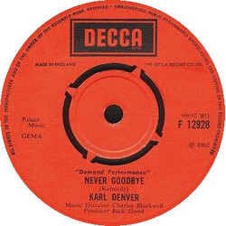 Karl Denver Wimoweh / Never Goodbye Vinyl 7" USED
