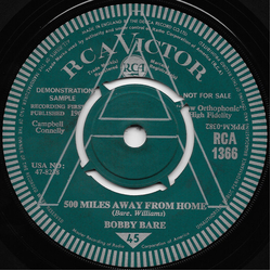 Bobby Bare 500 Miles Away From Home Vinyl 7" USED