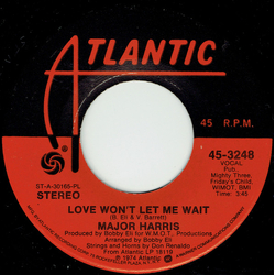 Major Harris Love Won't Let Me Wait Vinyl 7" USED