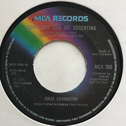 Julie Covington Don't Cry For Me Argentina USED VINYL 7INCH 45 RPM SINGLE