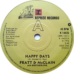 Pratt & McClain / Brotherlove Happy Days Vinyl 7" USED