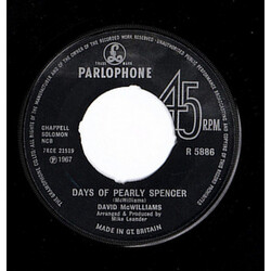 David McWilliams Days Of Pearly Spencer USED VINYL 7INCH 45 RPM SINGLE