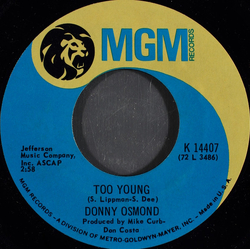 Donny Osmond Too Young Vinyl 7" USED