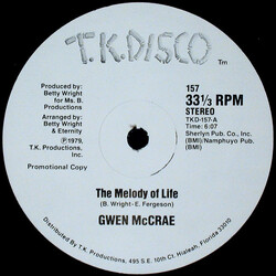 Gwen McCrae The Melody Of Life / The Joy USED VINYL 12INCH 33 S RPM PROMO