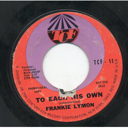 Frankie Lymon To Each His Own / Teacher, Teacher USED VINYL 7INCH 45 RPM SINGLE PROMO STYRENE