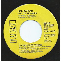 Sol Kaplan & His Orchestra Living Free Theme USED VINYL 7INCH 45 RPM PROMO STEREO MONO
