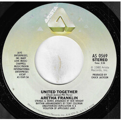 Aretha Franklin United Together / Take Me With You USED VINYL 7INCH 45 RPM SINGLE STYRENE