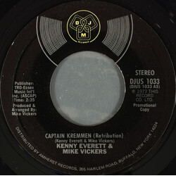 Kenny Everett / Mike Vickers Captain Kremmen USED VINYL 7INCH 45 RPM SINGLE PROMO STYRENE STEREO MONO