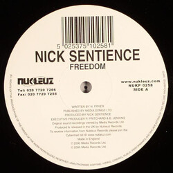 Nick Sentience Freedom USED VINYL 12INCH 45 RPM SINGLE
