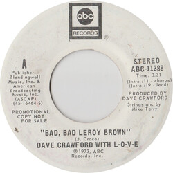 Dave Crawford Bad, Bad Leroy Brown USED VINYL 7INCH PROMO STEREO MONO