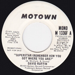 David Ruffin Superstar (Remember How You Got Where You Are) USED VINYL 7INCH 45 RPM PROMO STEREO MONO