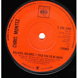 Chris Montez Dolores, Dolores (I Told You I'd Be Back) Vinyl 7" USED