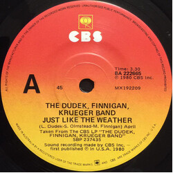 The Dudek Finnigan Krueger Band Just Like The Weather USED VINYL 7INCH 45 RPM SINGLE
