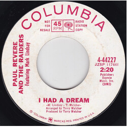 Paul Revere & The Raiders / Mark Lindsay I Had A Dream / Upon Your Leaving USED VINYL 7INCH 45 RPM SINGLE PROMO