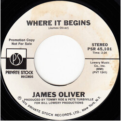 James Oliver (9) Where It Begins USED VINYL 7INCH 45 RPM SINGLE PROMO STEREO MONO