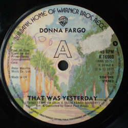 Donna Fargo That Was Yesterday / The Cricket Song USED VINYL 7INCH SINGLE