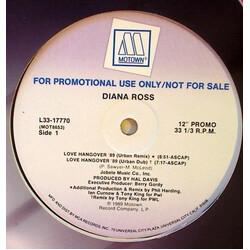 Diana Ross Love Hangover '89 USED VINYL 12INCH PROMO 33 S RPM