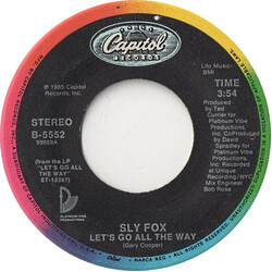 Sly Fox Let's Go All The Way USED VINYL 7INCH 45 RPM SINGLE STEREO