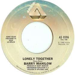 Barry Manilow Lonely Together USED VINYL 7INCH 45 RPM