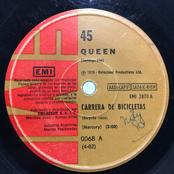 Queen Carrera de Bicicletas = Bicycle Race / Chicas Gorditas = Fat Bottomed Girls USED VINYL 7INCH 45 RPM SINGLE STEREO