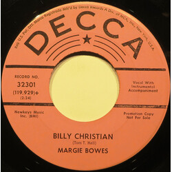 Margie Bowes Billy Christian USED VINYL 7INCH 45 RPM PROMO