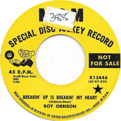 Roy Orbison Breakin' Up Is Breakin' My Heart / Wait USED VINYL 7INCH 45 RPM PROMO