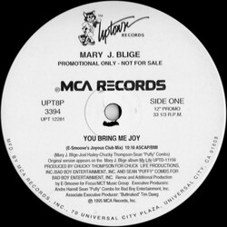 Mary J. Blige You Bring Me Joy USED VINYL 12INCH 33 S RPM PROMO