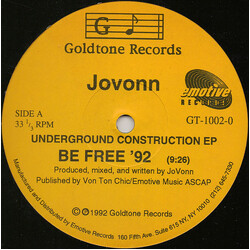 Jovonn Underground Construction EP VINYL 12" USED