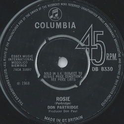 Don Partridge Rosie Vinyl 7" USED