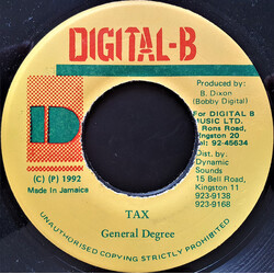 General Degree Tax USED VINYL 7INCH 45 RPM