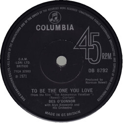 Des O'Connor To Be The One You Love USED VINYL 7INCH 45 RPM SINGLE