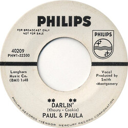 Paul & Paula Darlin' USED VINYL 7INCH 45 RPM SINGLE PROMO