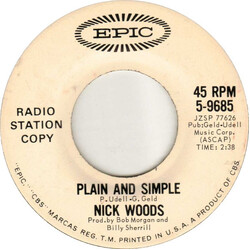 Nick Woods Plain And Simple USED VINYL 7INCH 45 RPM PROMO