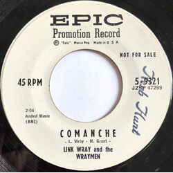 Link Wray And His Ray Men Comanche / Lillian USED VINYL 7INCH 45 RPM SINGLE PROMO