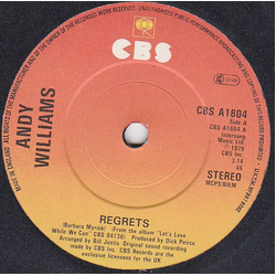 Andy Williams Regrets USED VINYL 7INCH 45 RPM