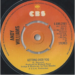 Andy Williams Getting Over You USED VINYL 7INCH 45 RPM SINGLE STEREO