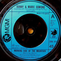 Donny & Marie Osmond Morning Side Of The Mountain USED VINYL 7INCH 45 RPM